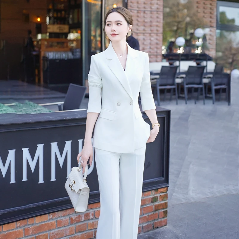 白色西装外套女2025新款春秋高端小个子职业套装正装商务通勤气质