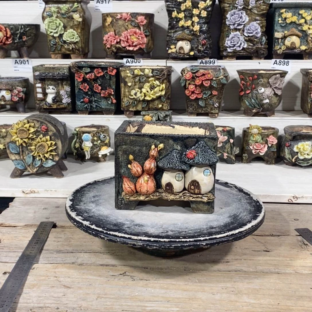 红陶青藤花器多肉花盆