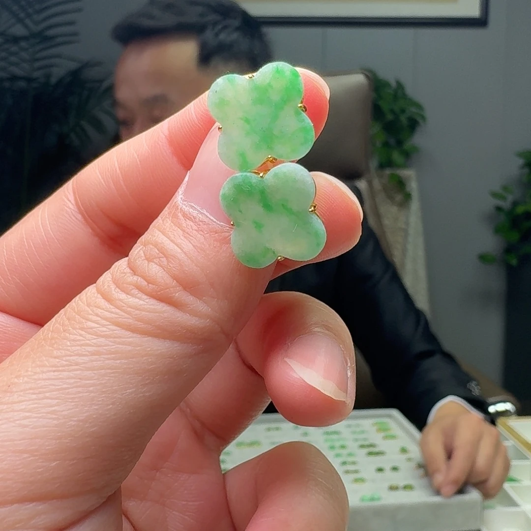 翡翠银S925镶嵌耳饰多样性发货其一