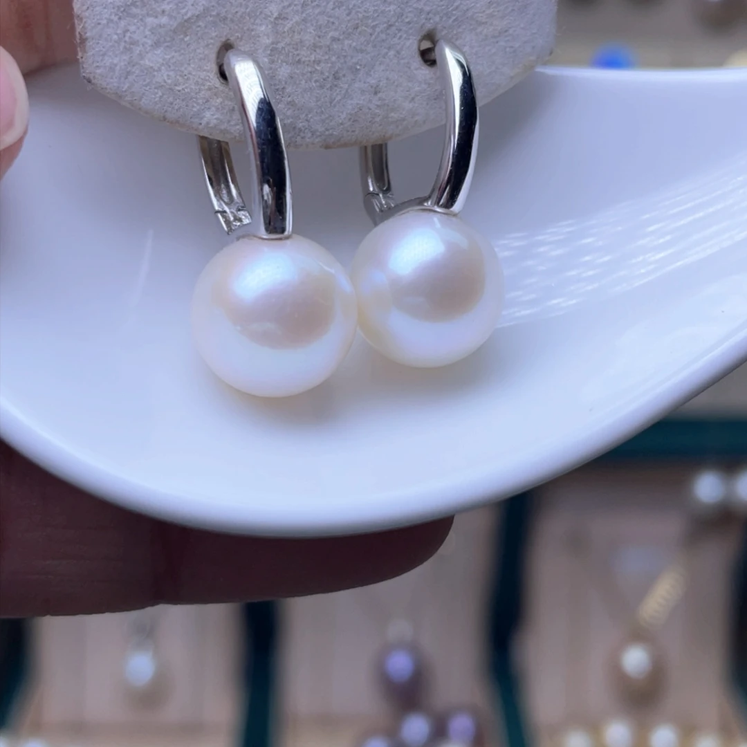 淡水珍珠耳环银S925镶嵌
