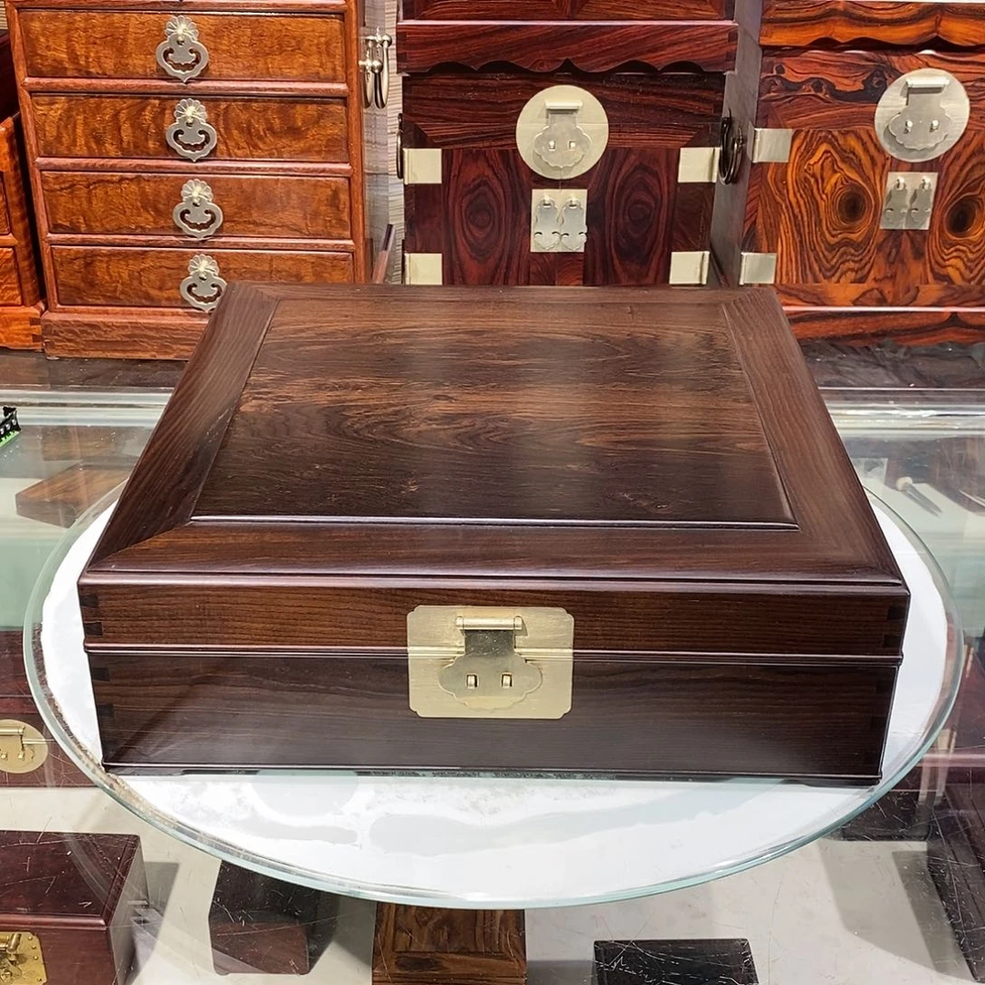 东非黑黄檀（紫光檀）独板九宫格收纳盒35/35/11