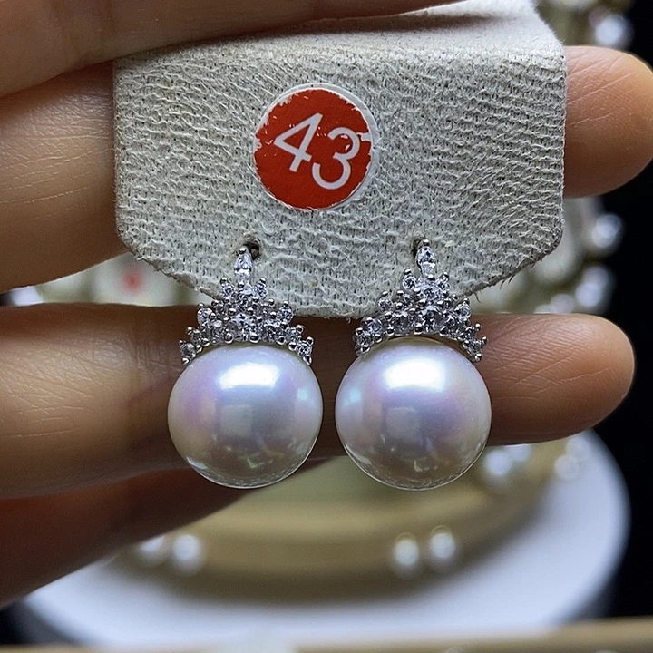 淡水珍珠耳饰银S925镶嵌