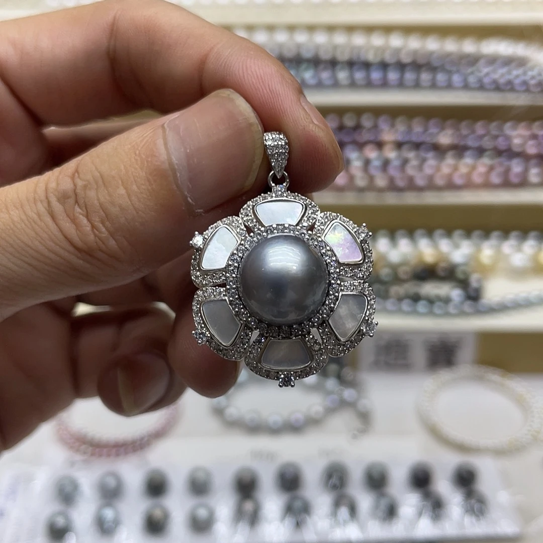 海水珍珠银S925镶嵌颈饰