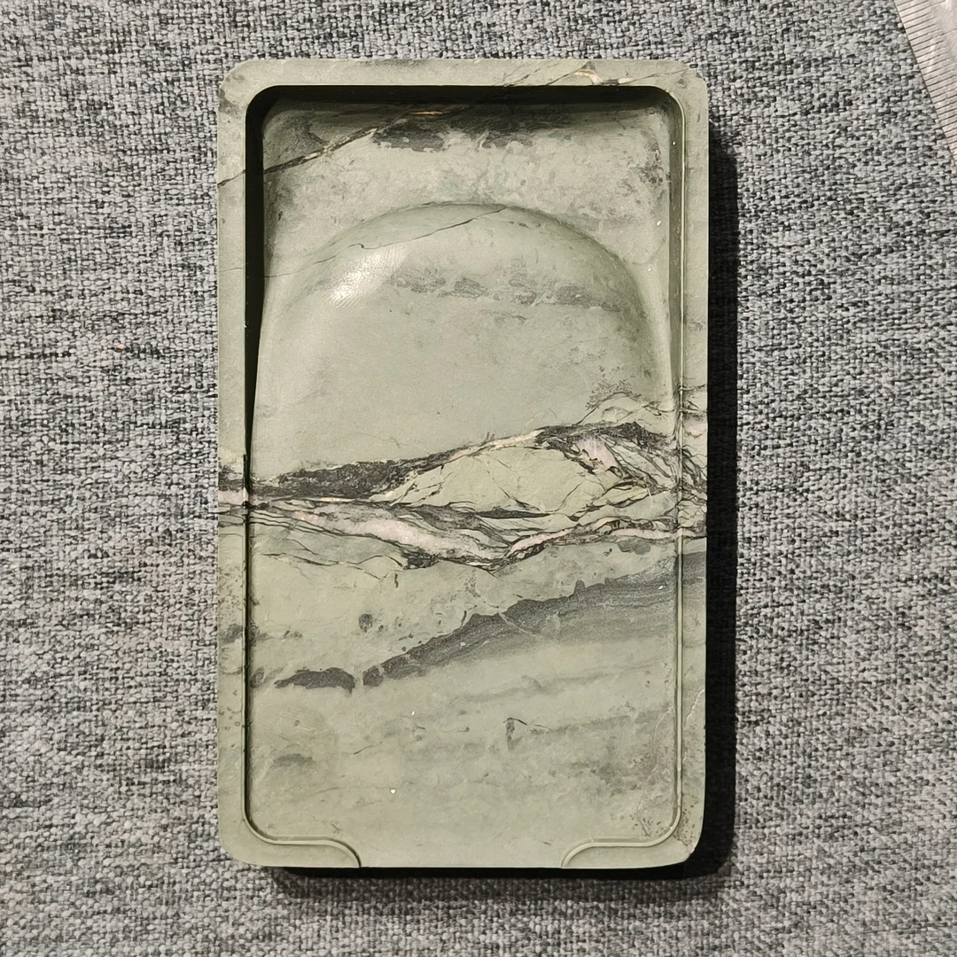 甘肃洮砚，水泉柳叶边淌池砚，尺寸12.7*7.7*1.7厘米