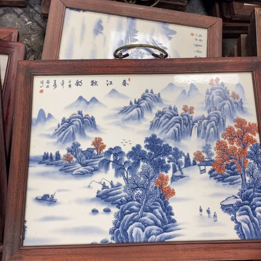 瓷片37*28厘米景德镇瓷板画柴窑烧制