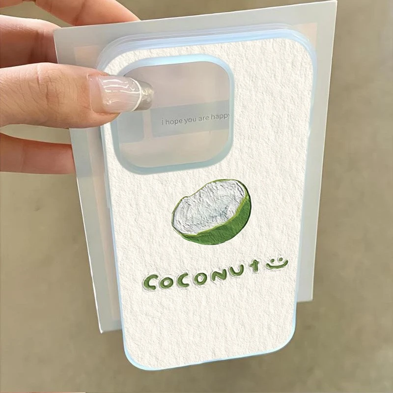 油画绿色椰子适用iphone16苹果15promax手机壳14plus/13幻影12/11