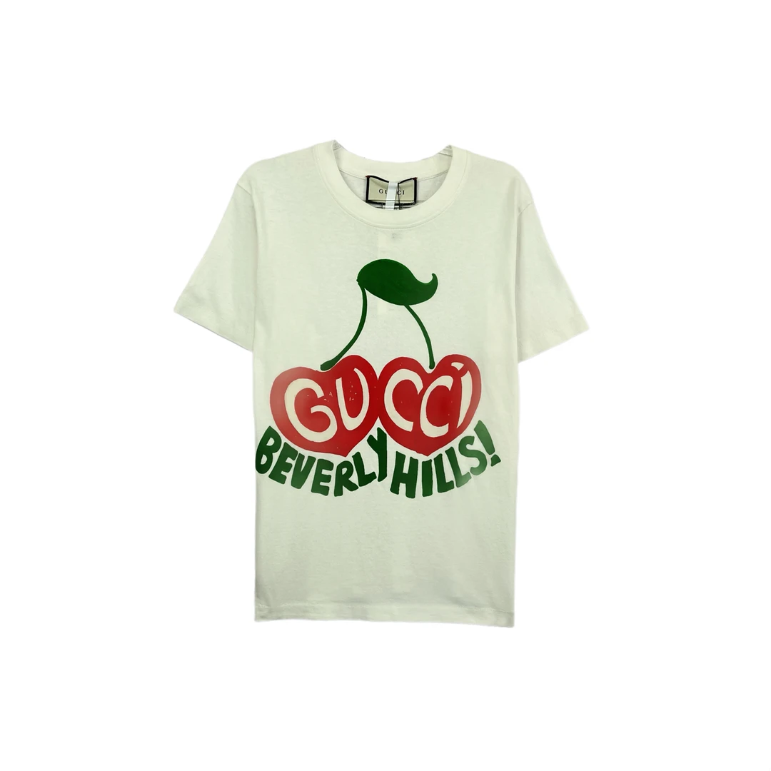 95新 GUCCI/古驰 011044 Logo字母印花樱桃短袖T恤 Xs码