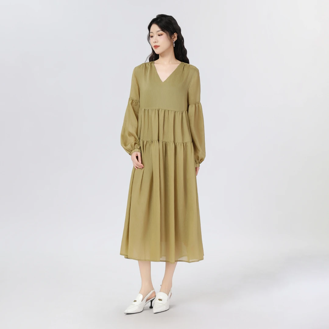 GIRDEAR/哥弟新款气质洋装时尚黑色法式宽松慵懒风连衣裙1500549
