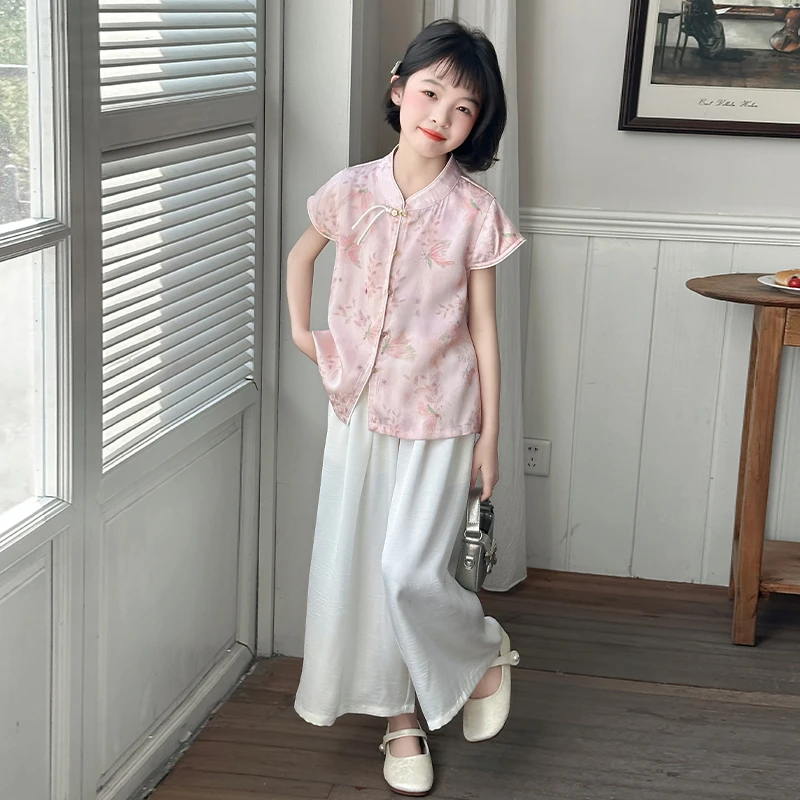 女童夏装套装2025新款洋气时髦儿童装夏季国风汉服女孩大童两件套