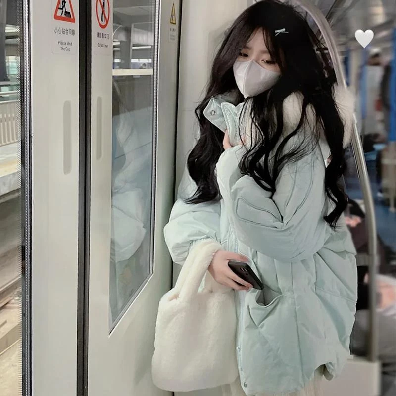 胖mm大码女装今年流行的棉服女加厚冬季大毛领连帽棉袄外套女保暖