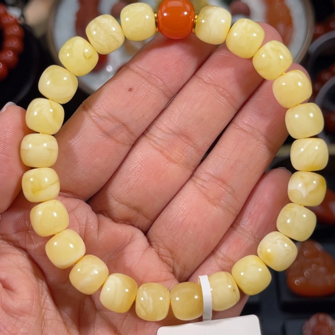 琥珀未镶嵌裸石蜜蜡老型单圈9mm