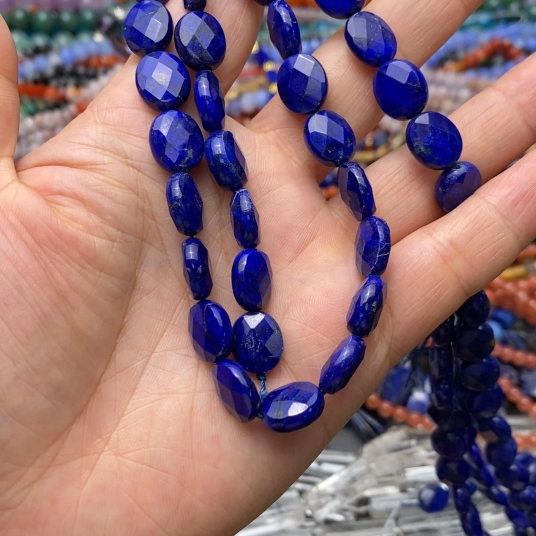 玛瑙/玉髓未镶嵌珠宝半成品拍二得一蓝紫青金蛋面一条