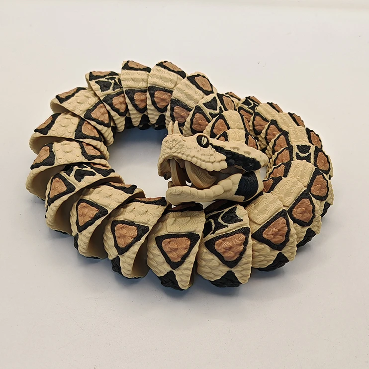 3D打印五步蛇仿真模型带牙齿尖吻蝮玩偶灵活可动玩具51厘米