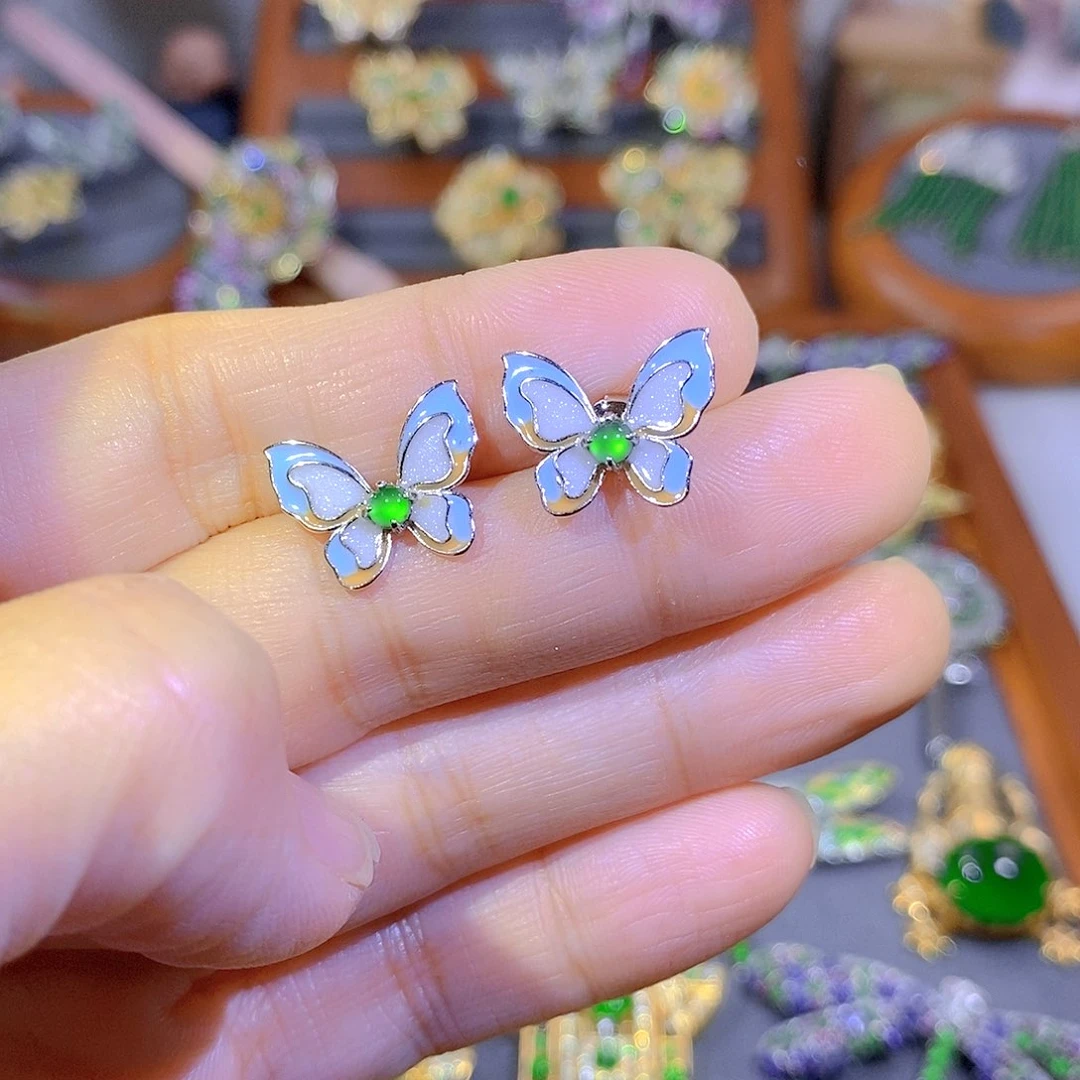 颈饰银S925镶嵌翡翠