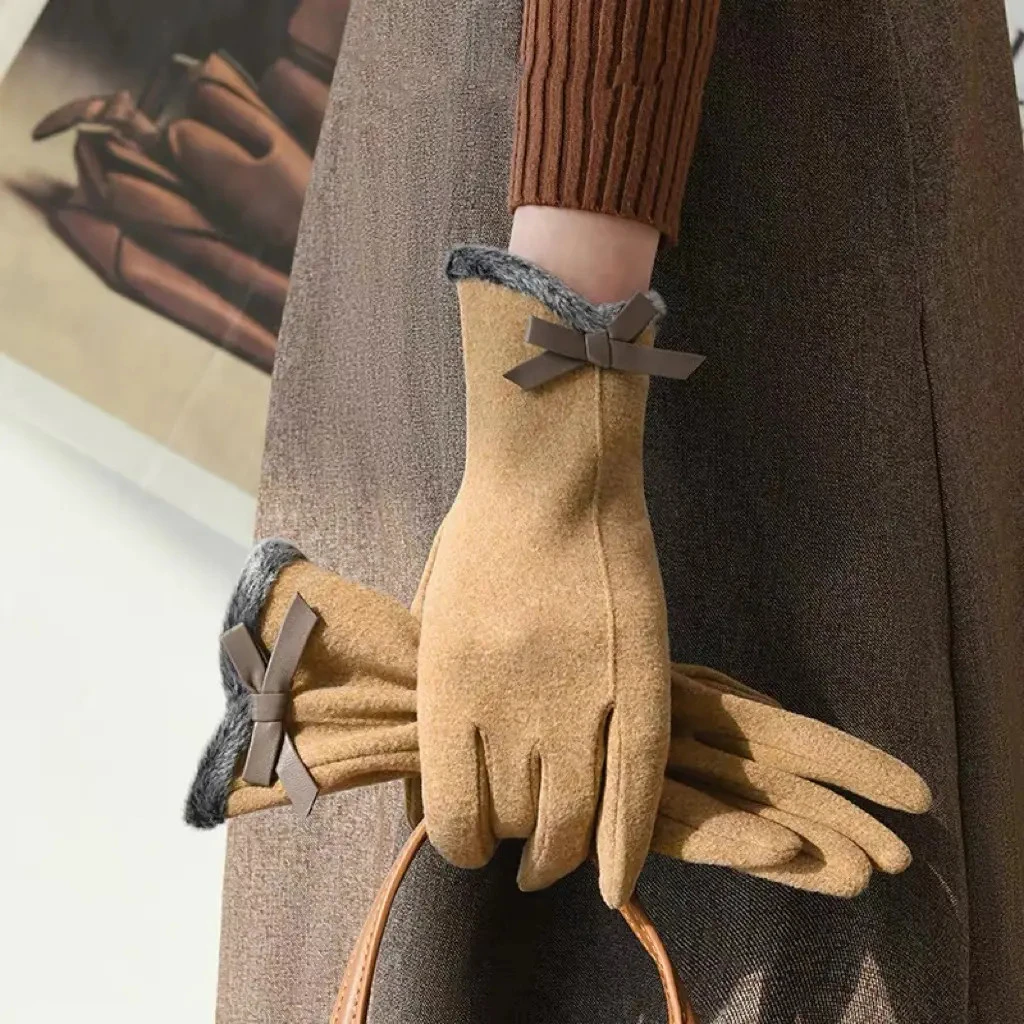 冬天手套女冬季德绒韩版可爱学生加绒保暖防寒骑车开车可触屏手套