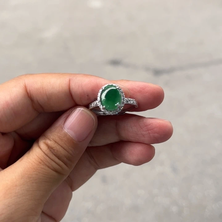 翡翠戒指银S925镶嵌翡翠戒指 银S925镶嵌 可调节