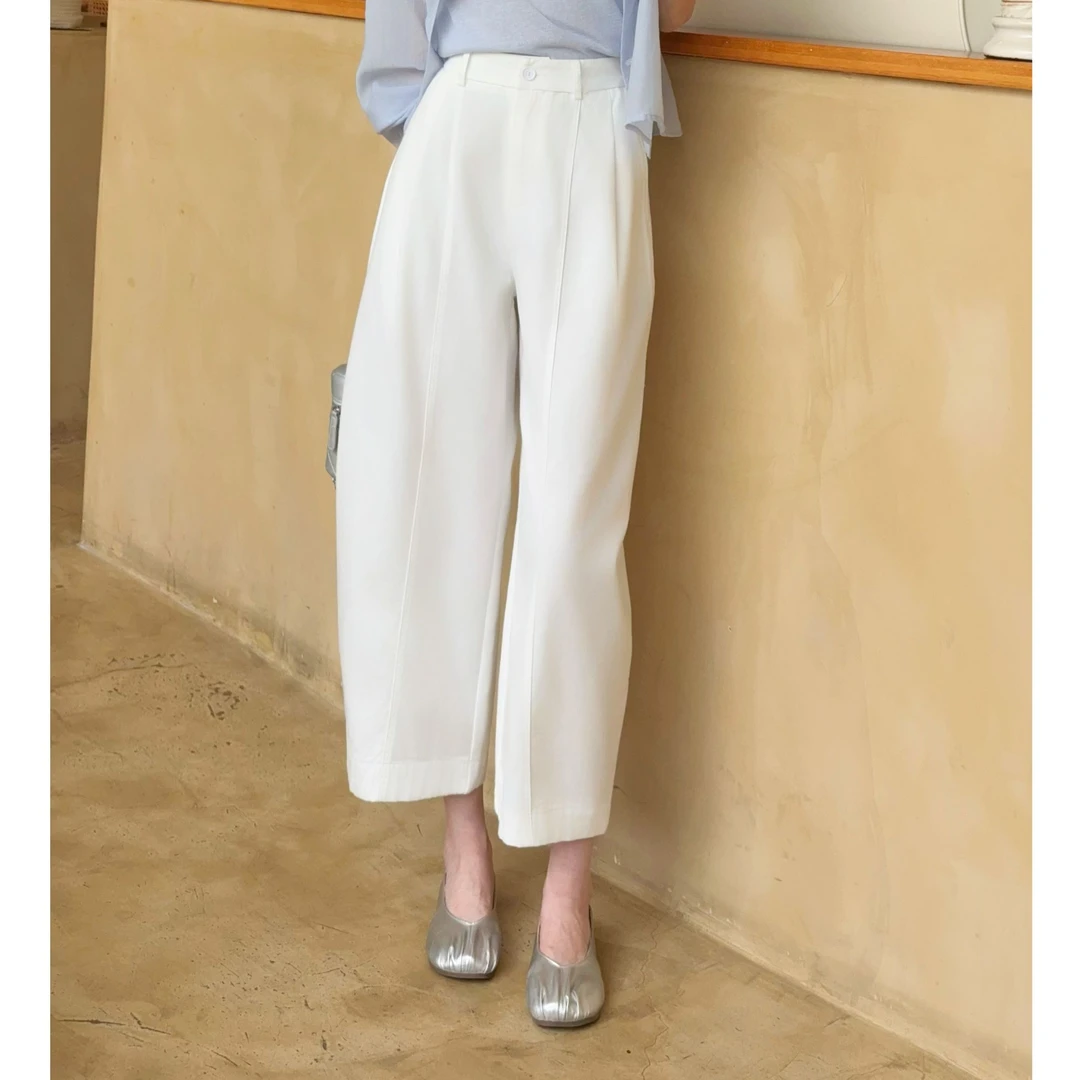 【奶芙裤】马克华菲女装亲肤欧若风感透气直筒裤 F52022A541 S