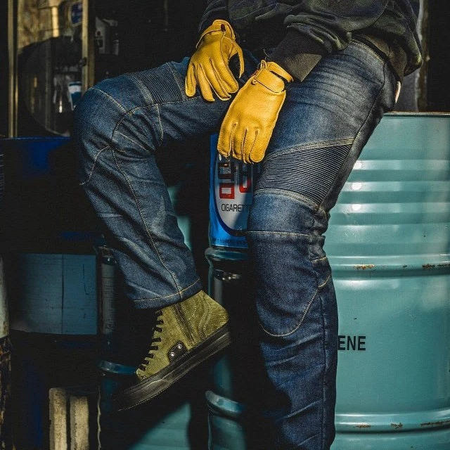 韩国哈佛斯专业冬季加绒保温机车摩托车骑行骑士赛车牛仔裤NZK016