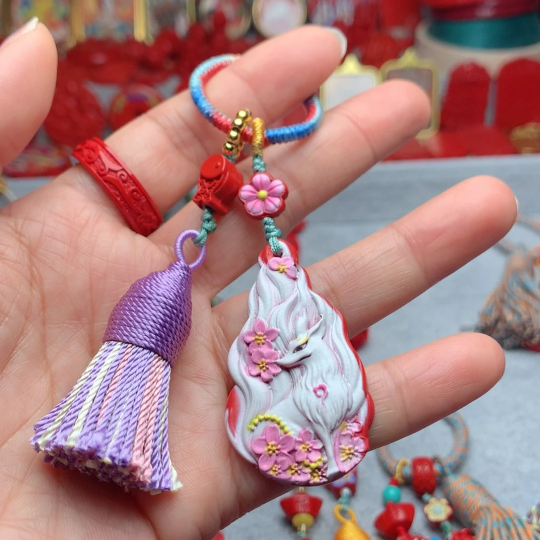 天然辰砂工艺品朱砂钥匙扣包包挂