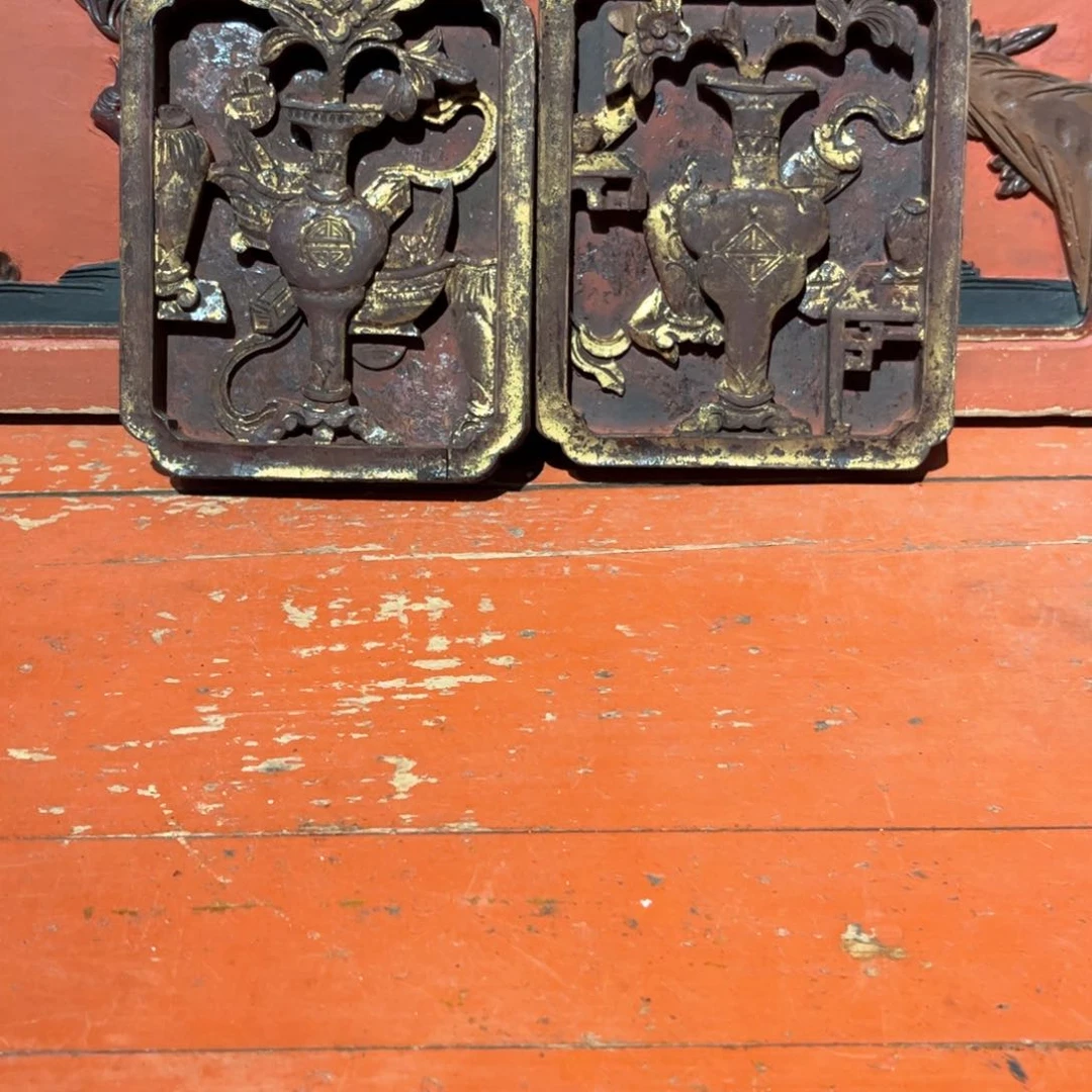 香樟木篮**笑老木雕老花板老物件