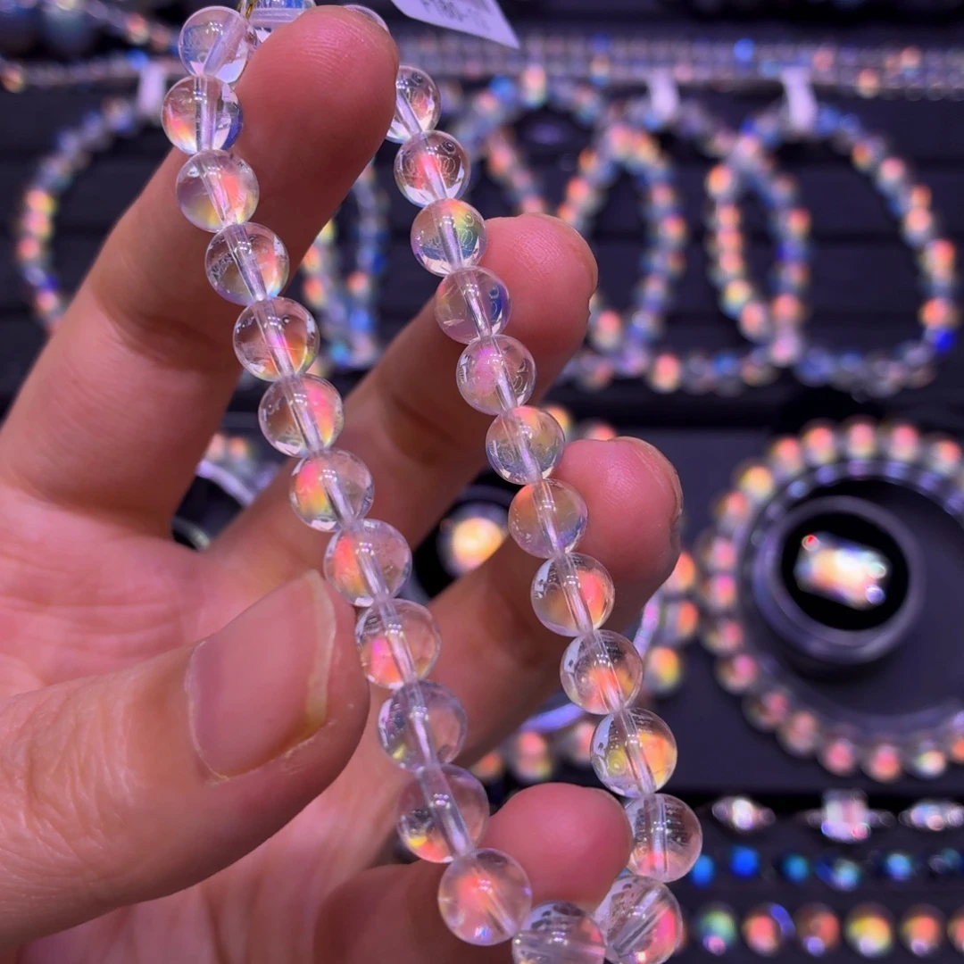 月光石未镶嵌手链马岛彩月精穿6.8mm