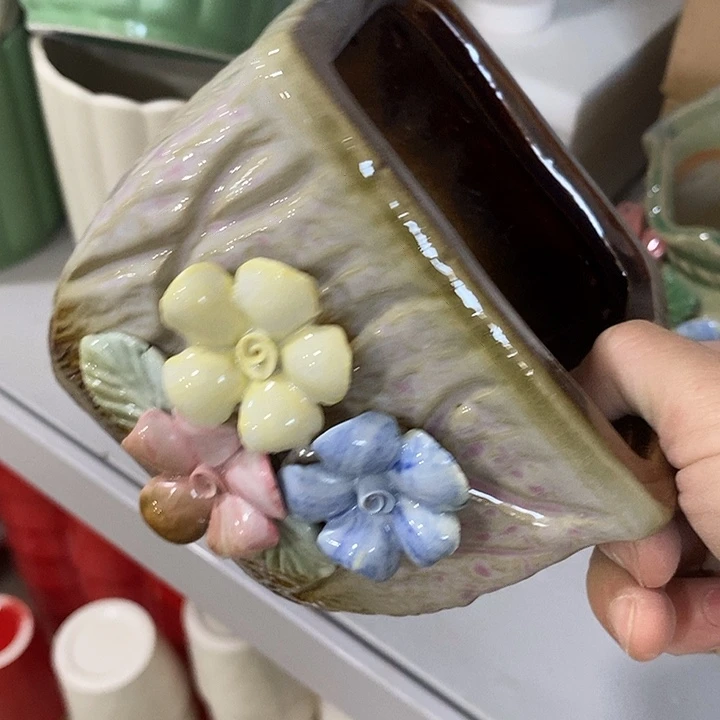 陶盆有孔 瑕疵针孔漏釉介意勿拍外高 10外口12