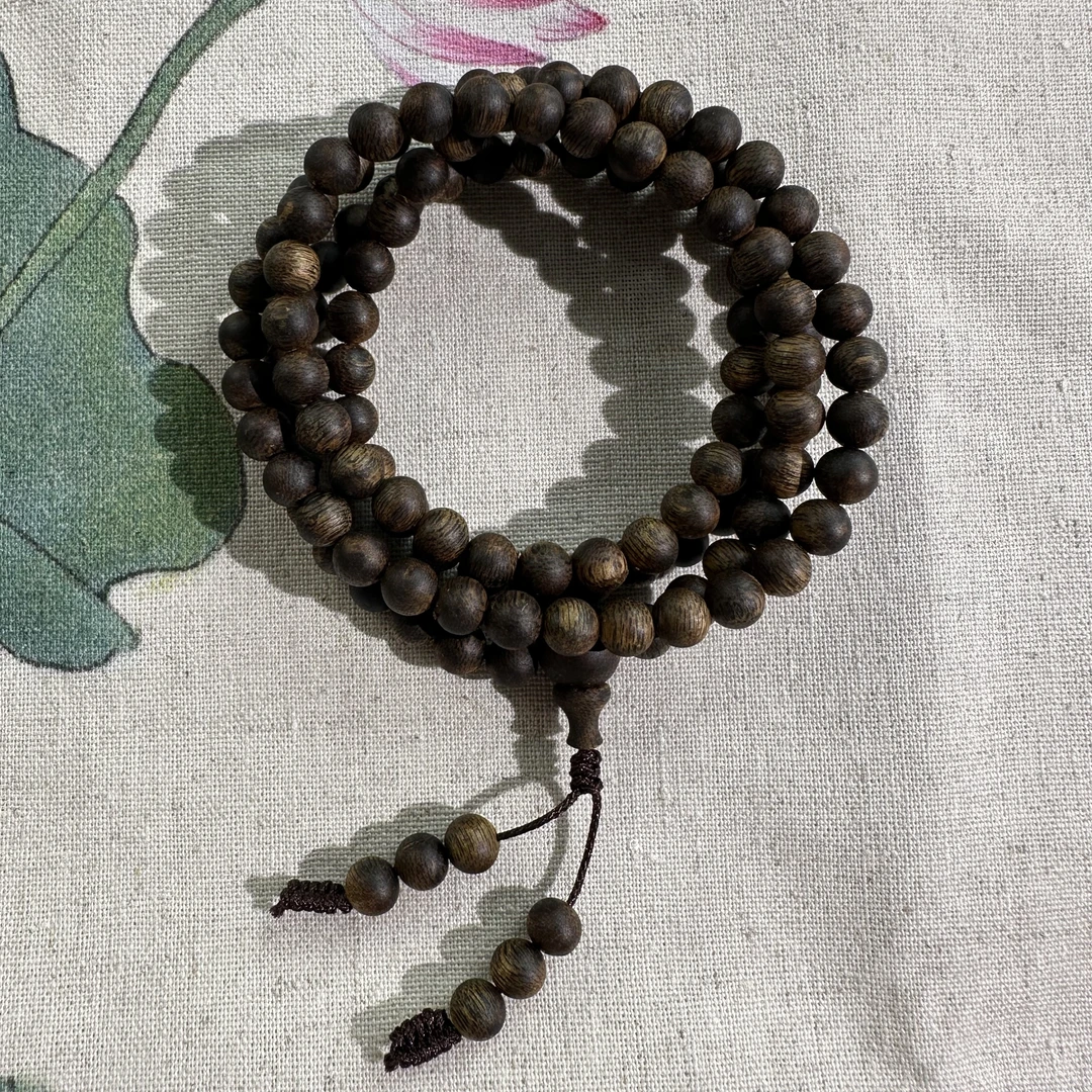 灵吉 沉香金沙叶奇楠沉香108颗圆珠多圈手串6mm多样性发一