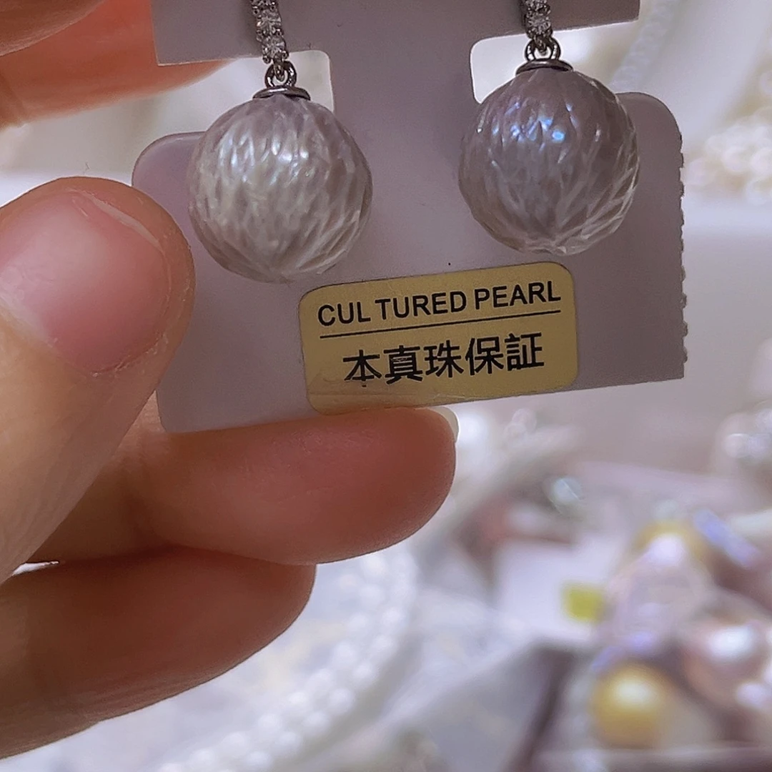 银S925镶嵌淡水珍珠吊坠耳钉