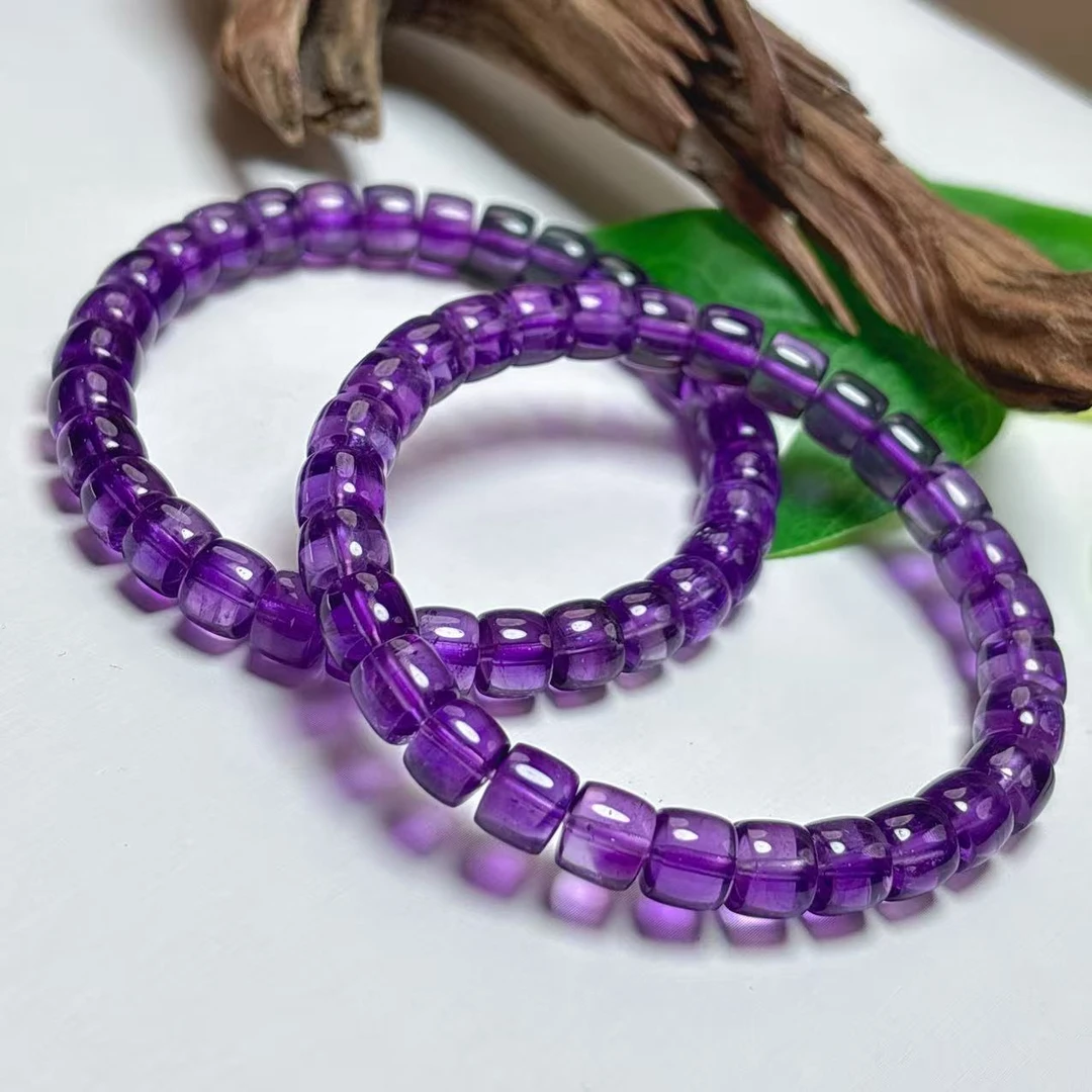 【老猪严选】AXYJ-295天然水晶紫水晶直切手串约7*5mm多样性发其一