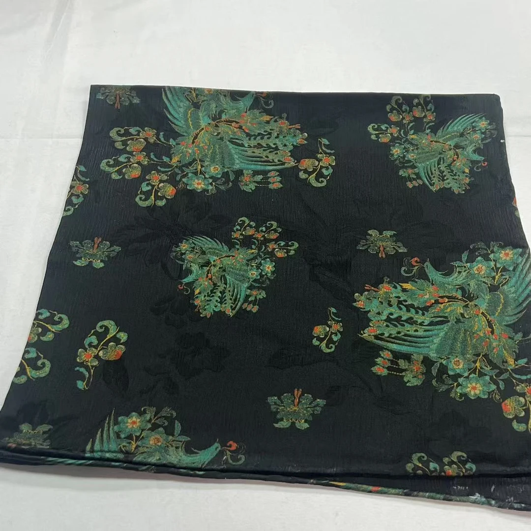 70香云纱方巾-黛玉青枝 顺纡绉65cm丝巾