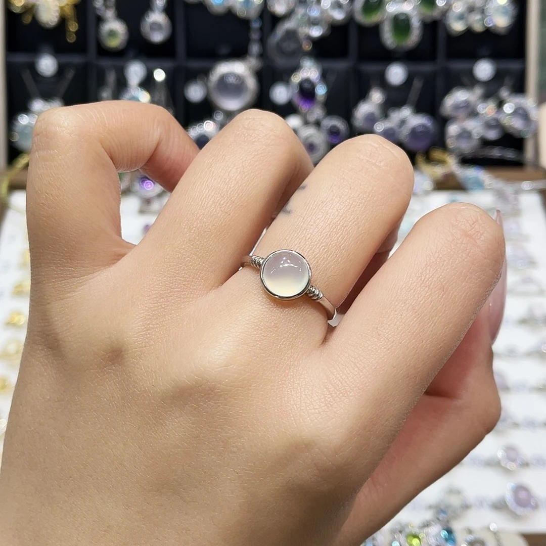 岫玉银S925镶嵌戒指