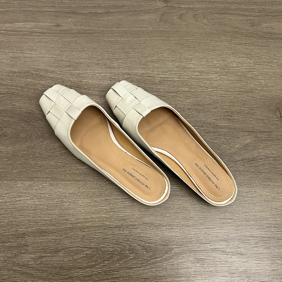 Dannyfrey韩版夏季方头纯色平底包头编织凉鞋春夏百搭外穿半拖