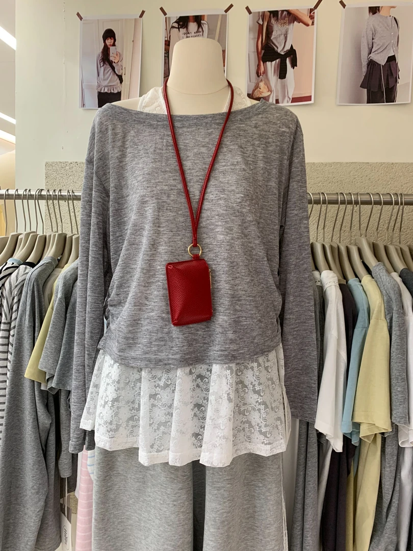 （库）温柔瑶-Misshappy#蕾丝挂脖背心百搭大圆领长袖两件套#86879