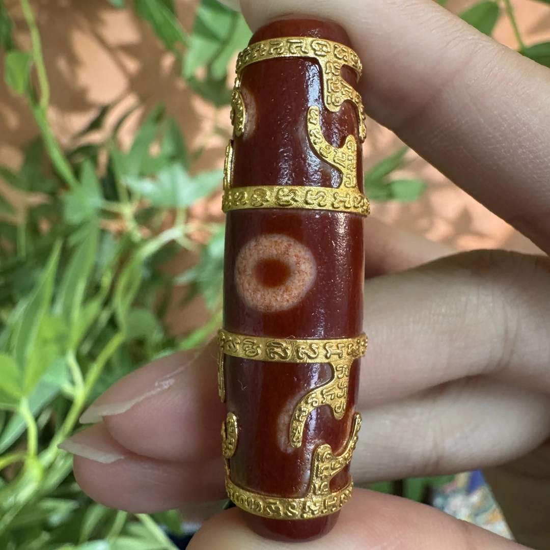 （灵魅）红肉莲师三眼18K金精工镶嵌款吊坠