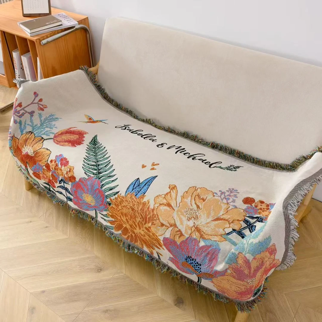 （繁花似锦）多功能流苏沙发巾80*230±5cm 四季款沙发巾