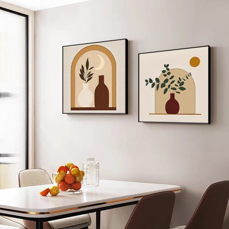 奶油风餐厅装饰画莫兰迪卧室背景墙挂画北欧温馨现代简约客厅壁画