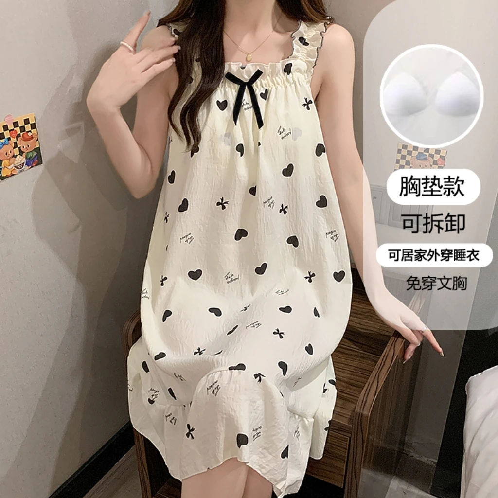 睡裙夏季女带胸垫吊带宽松卡通背心裙网红睡裙女新款家居服106