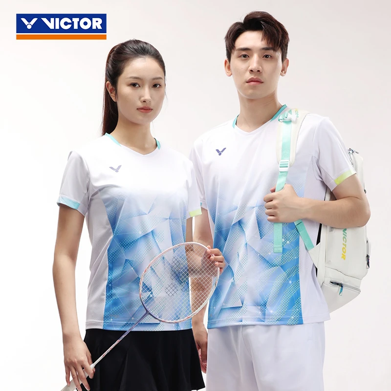 VICTOR/威克多 羽毛球服比赛系列中性款针织短袖运动T恤 T-50019