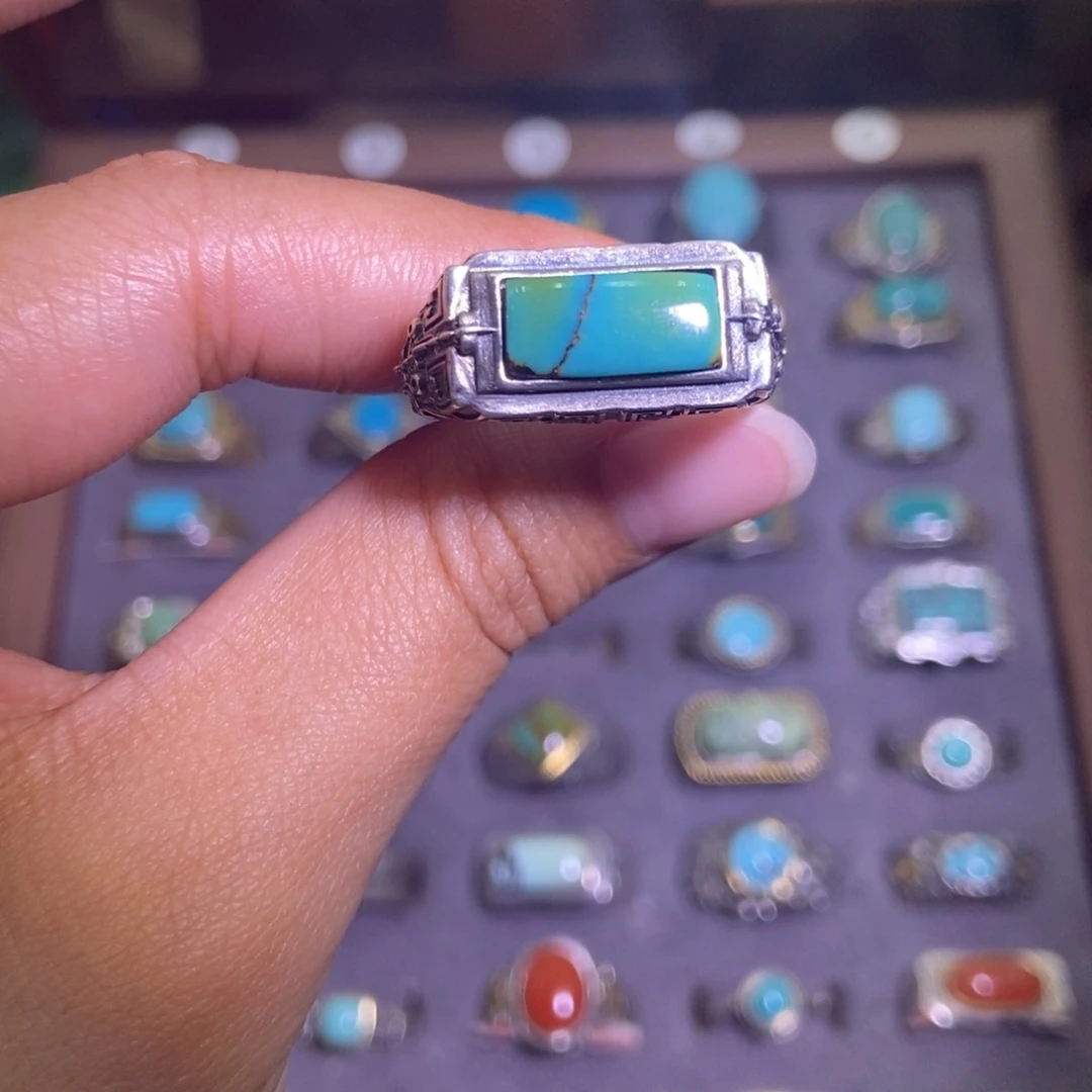 绿松石银S925镶嵌戒指