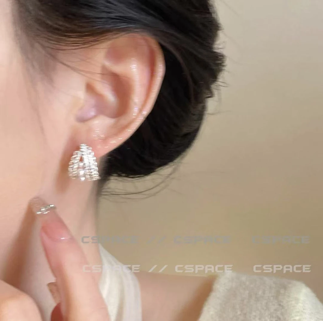 铜合金仿珍珠耳饰 春夏气质蕾丝花边珠珠耳环女法式轻奢耳针耳饰