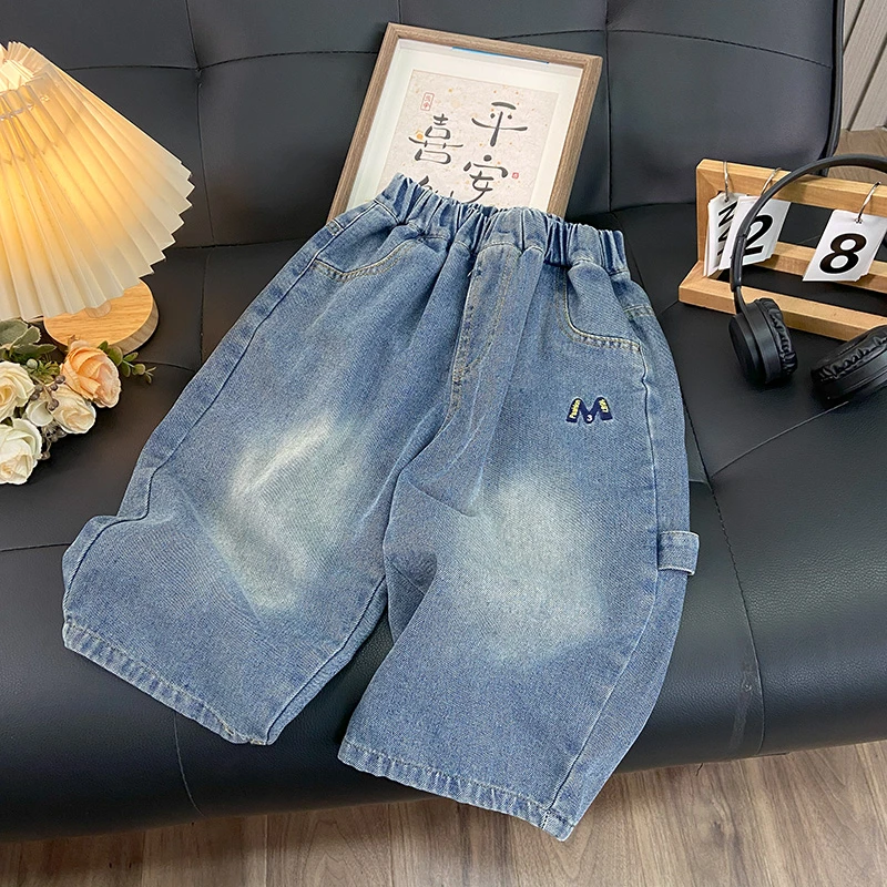 佑妈家童装 男女童潮款牛仔裤 中大童夏季五分裤儿童休闲裤