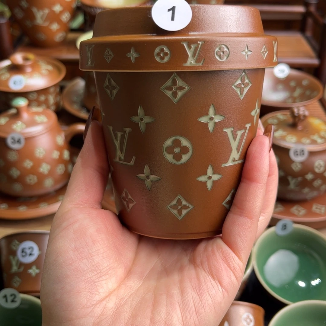 ****欢草木灰老花咖啡杯