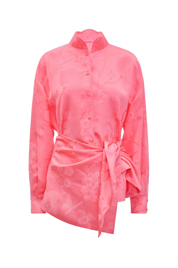 Messential C031莲瓣红提花衬衫