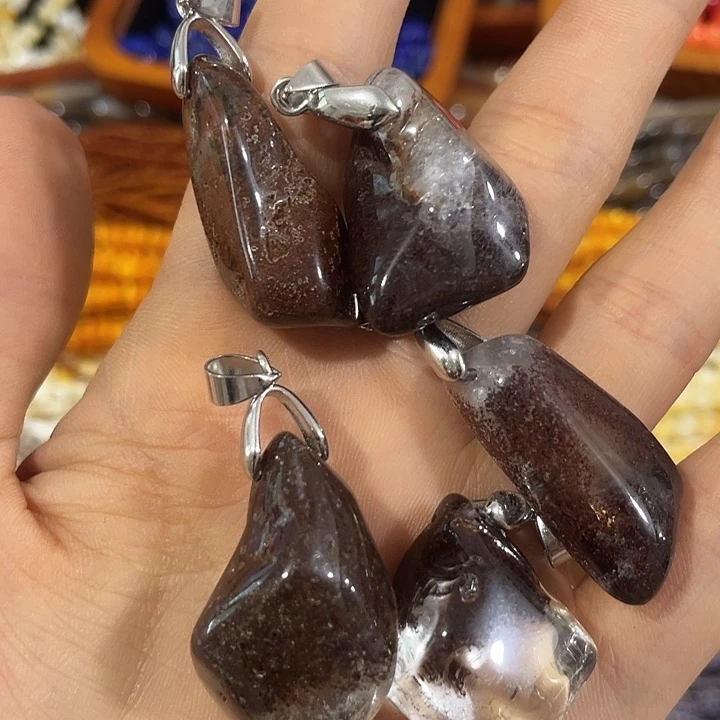 合金玛瑙/玉髓珠宝半成品一个幽灵水晶吊坠随机
