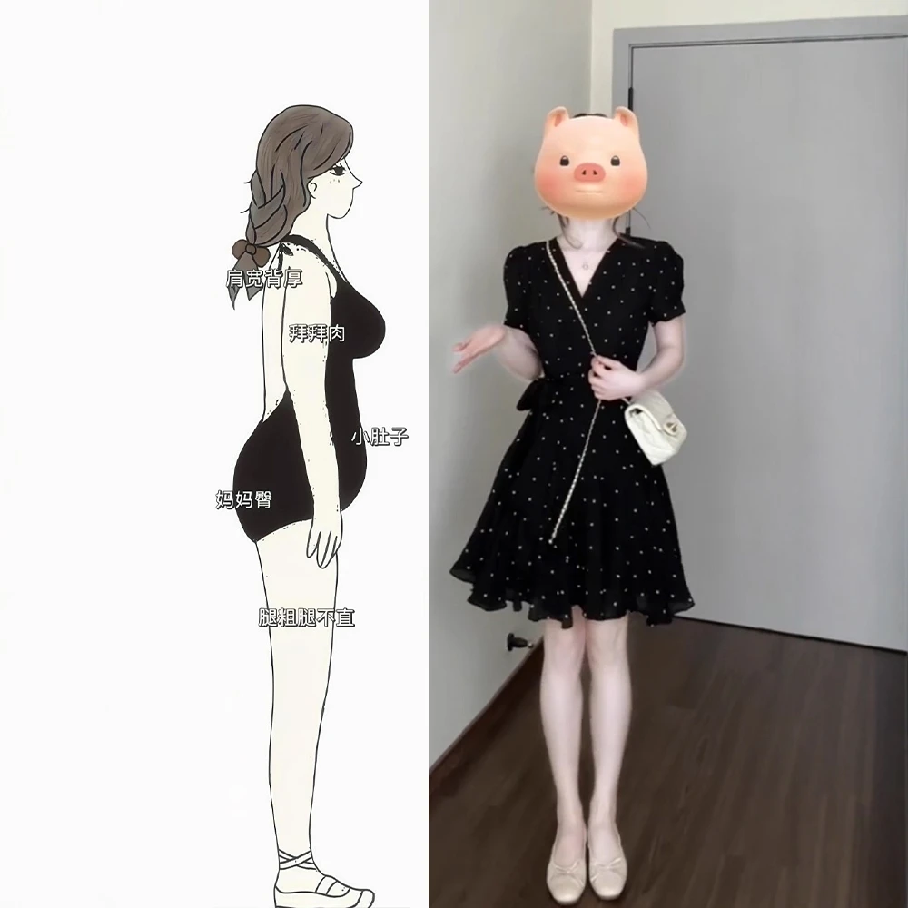 微胖女款显瘦波点洋气夏季新款黑色气质裙子出游服装女连衣裙MM