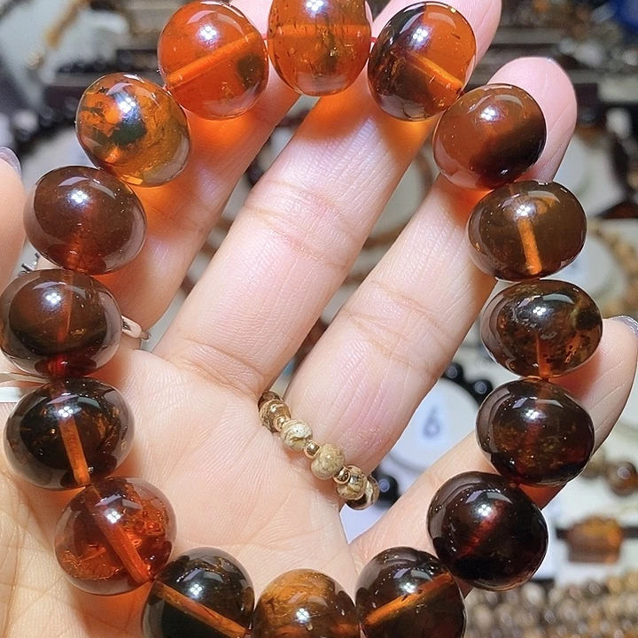 琥珀未镶嵌裸石灵草珀15m