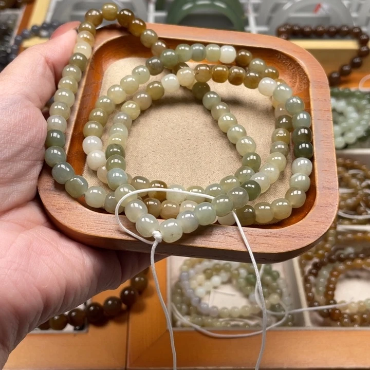 和田玉珠串6*7mm未镶嵌