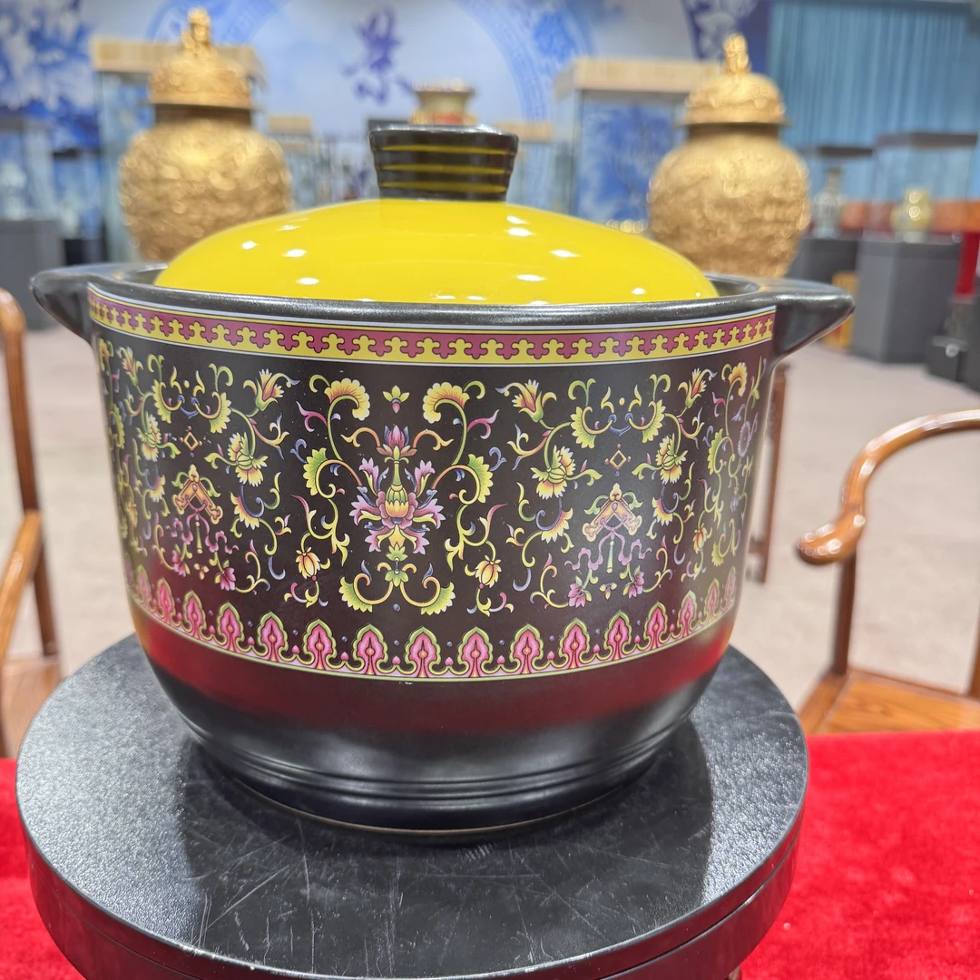 文韵珐琅彩陶瓷大砂锅6L