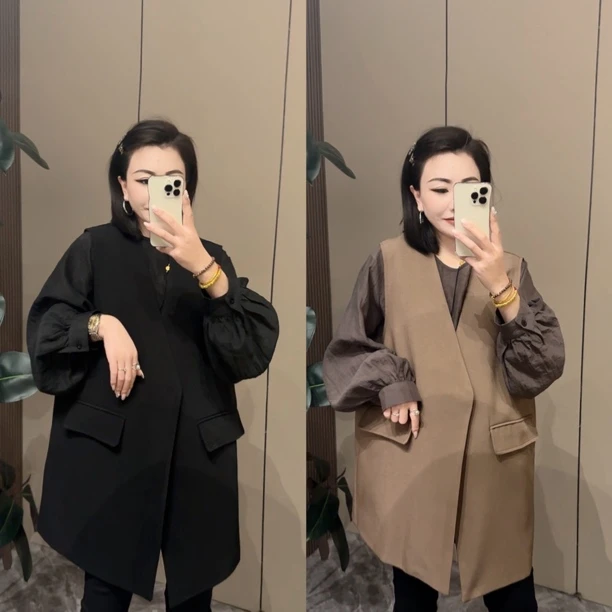 【春款欧货大版马甲】（衣长80左右）显瘦气质网红时尚百搭中长款