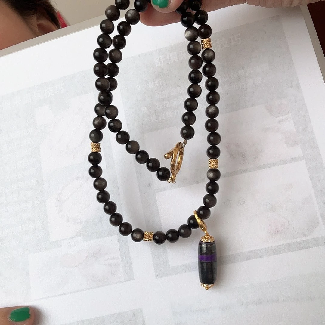 黑曜岩合金颈饰舒